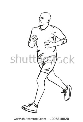 318x470 Sketch Of Running Man, Hand Drawn Vector Linear Illustration - Man Running Sketch
