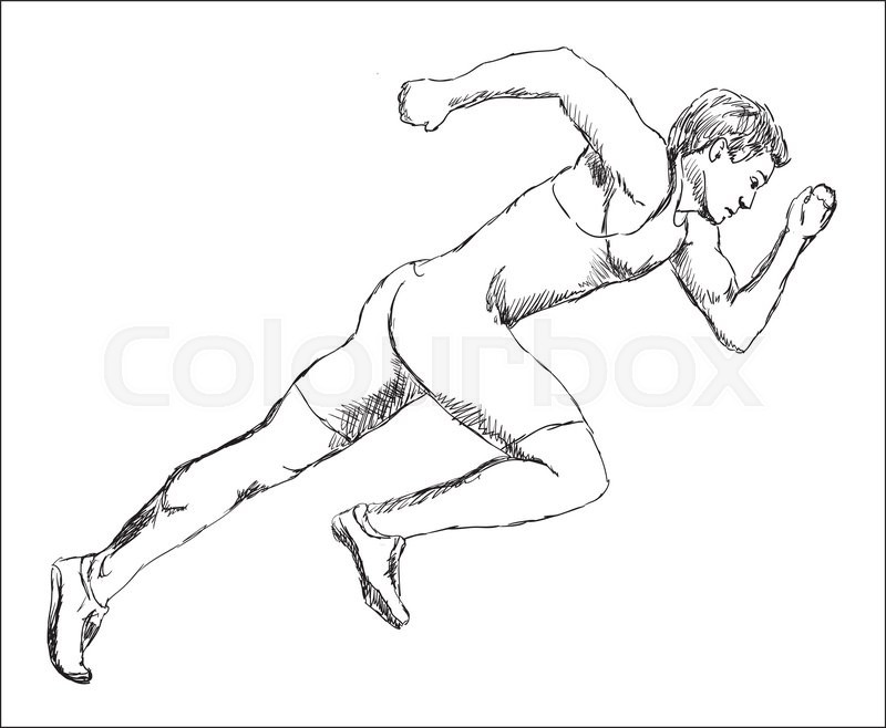 800x658 Sketch On Sprint Runner Man Stock Vector Colourbox - Man Running Sketch