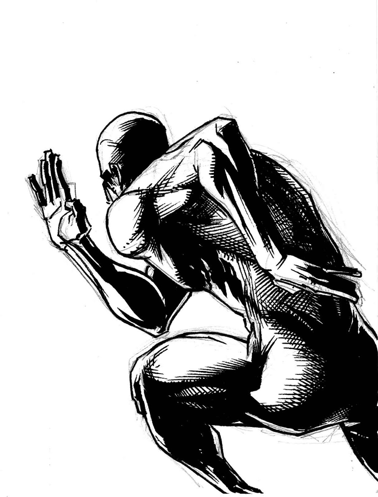 1216x1600 The Running Man, Inked - Man Running Sketch