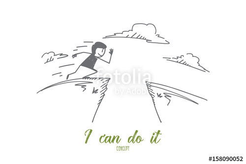 500x334 Vector Hand Drawn I Can Do It Concept Sketch. Man Running And - Man Running Sketch