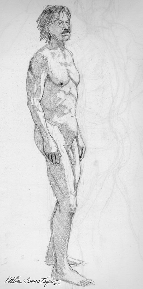 495x1000 Graphite Pencil Life Drawing Tricks By Matthew James Taylor - Man Standing Sketch