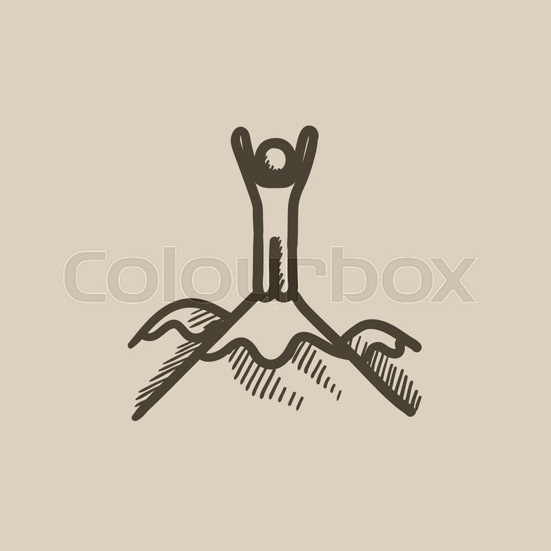 800x800 Man Standing On Top Of Mountain Vector Sketch Icon Isolated On - Man Standing Sketch