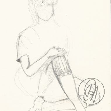 380x380 Pencil Sketch Original Man Or Woman Dorothy Aromando - Man Woman Sketch