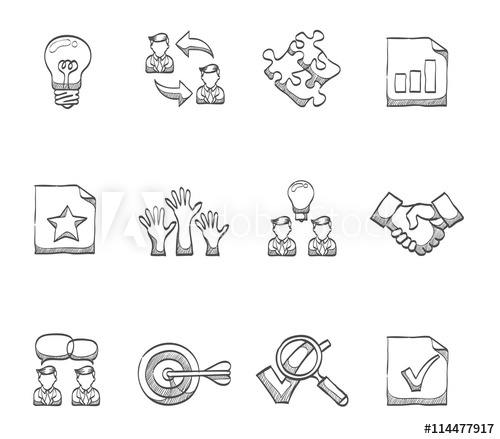 500x439 Management Icon Series In Sketch. - Management Sketch