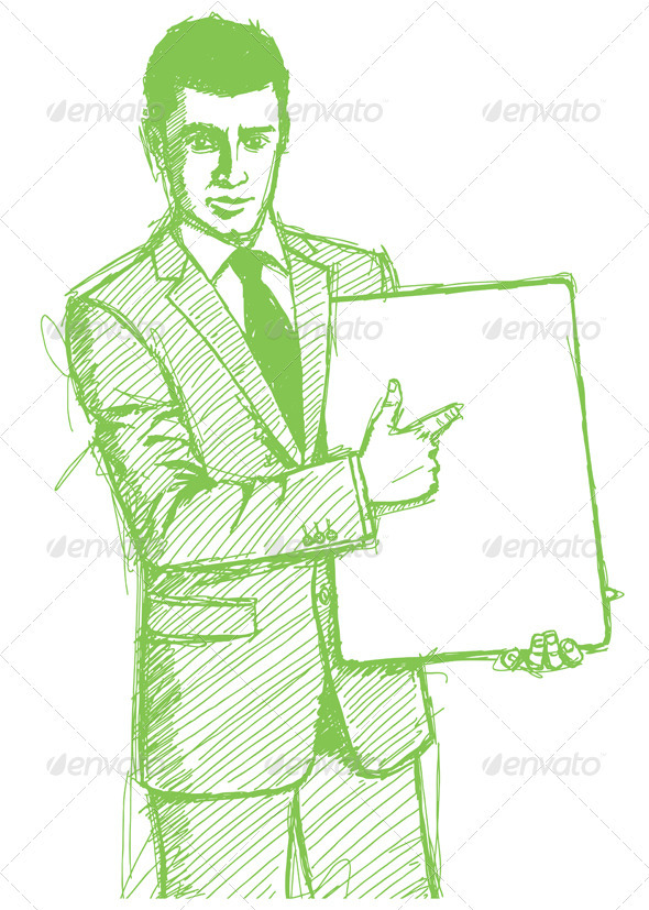 590x827 Sketch Businessman With Empty White Board By Leedsn Graphicriver - Manager Sketch