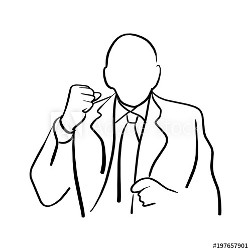 500x500 Bald Manager Is Angry With Showing His Fist Vector Illustration - Manager Sketch