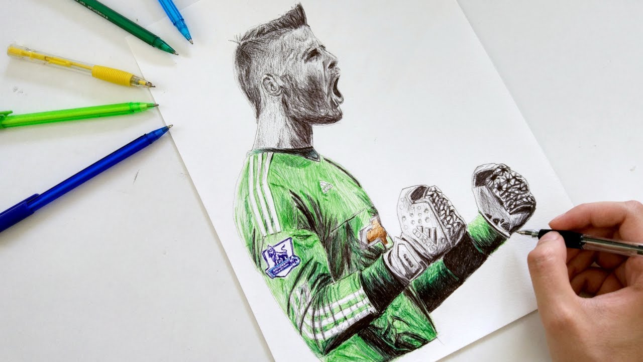 1280x720 David De Gea Pen Drawing - Manchester United Sketch