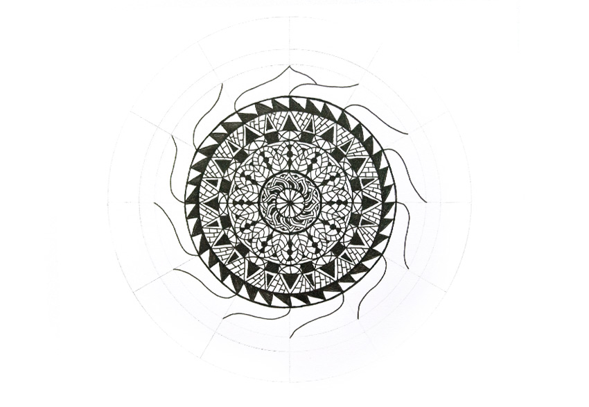 850x587 Art Therapy How To Draw A Mandala - Mandala Art Sketch