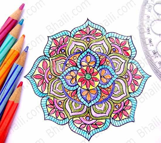 550x488 How To Draw A Mandala In 6 Easy Steps Bhaili Your Friend - Mandalas Sketch