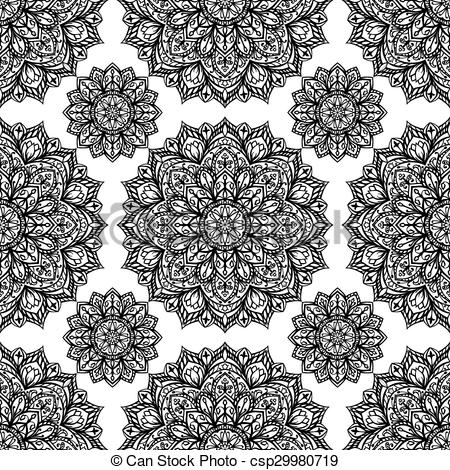 450x470 Background With Mandalas. Elegant, Seamless, Vector Background - Mandalas Sketch