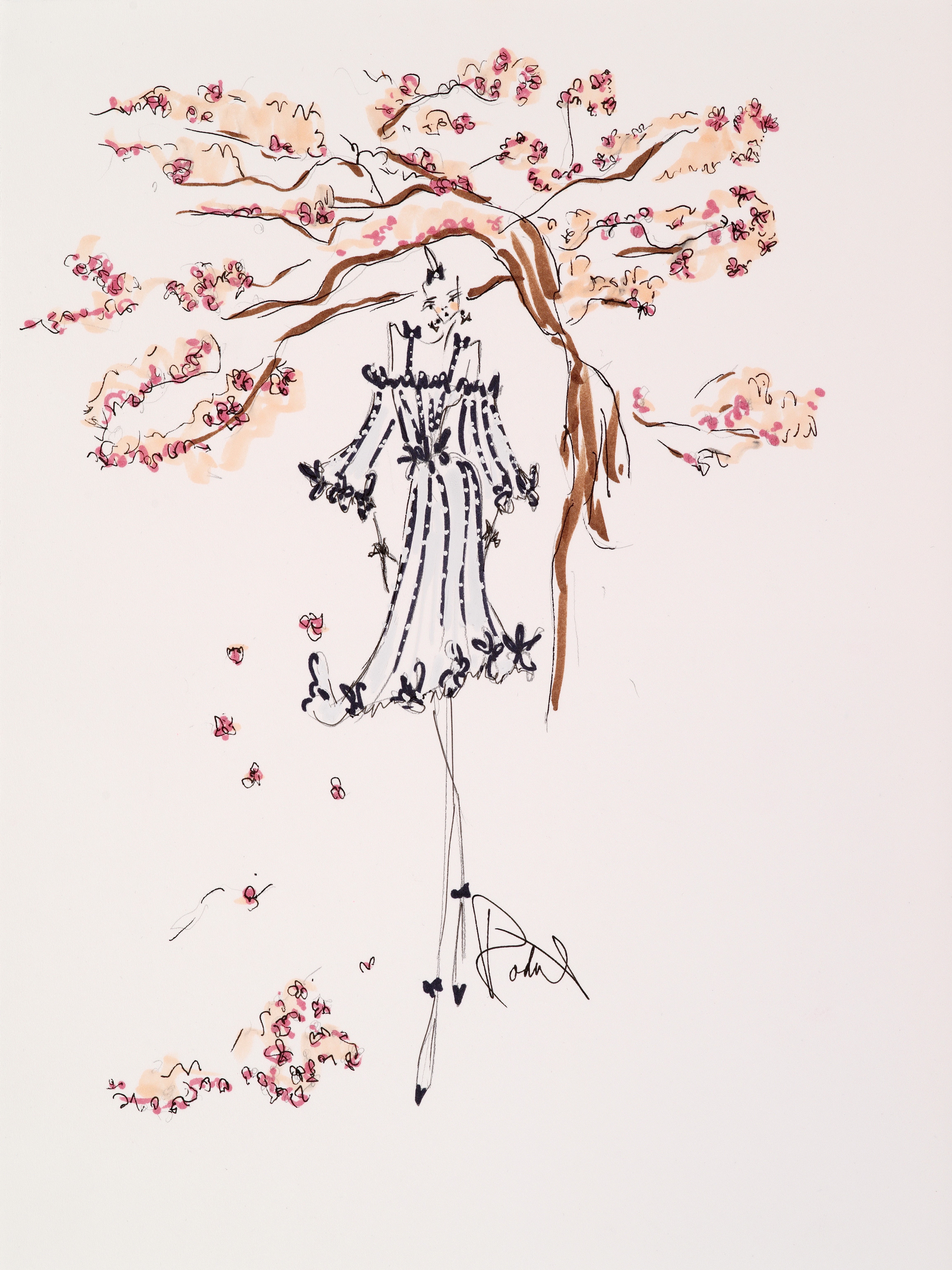 4613x6151 Rodarte Offers Original Sketches To Mandarin Oriental New York - Mandarin Sketch