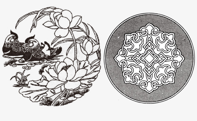 650x400 Sketch Wreath, Mandarin Duck, Auspicious, Chinese Style Png And - Mandarin Sketch