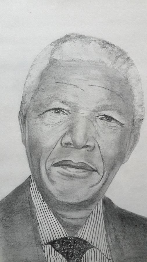 506x900 Nelson Mandela Painting By Premnath Mohan - Mandela Sketch