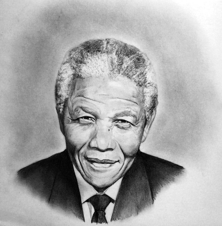 886x901 Nelson Mandela By Akalinz - Mandela Sketch