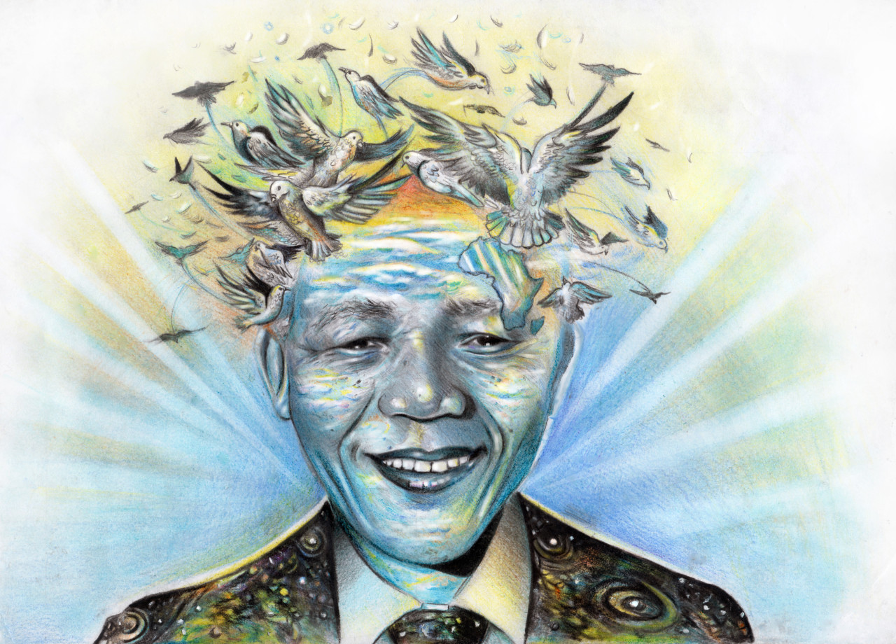 1280x920 The Face Of Freedom - Mandela Sketch