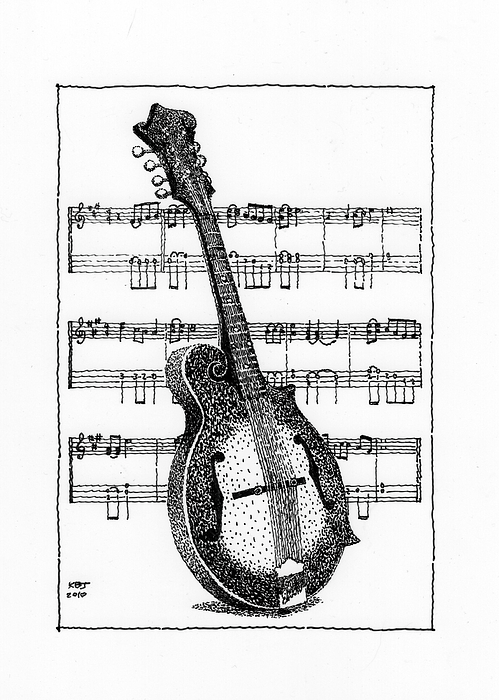 499x700 Lonesome Mandolin Drawing By Ken Jones - Mandolin Sketch