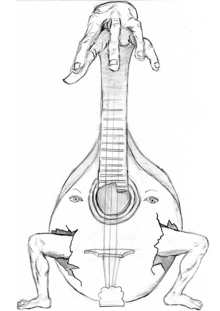 752x1061 Mandolin Drawing - Mandolin Sketch