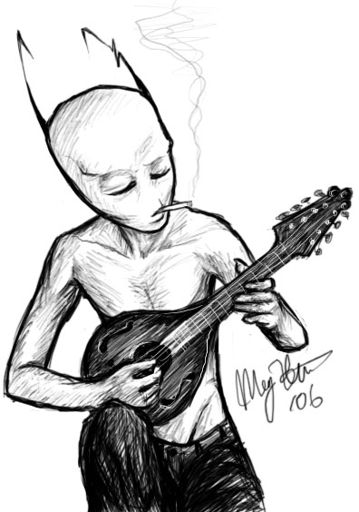 396x564 Syin With Mandolin By Thetallestblue - Mandolin Sketch