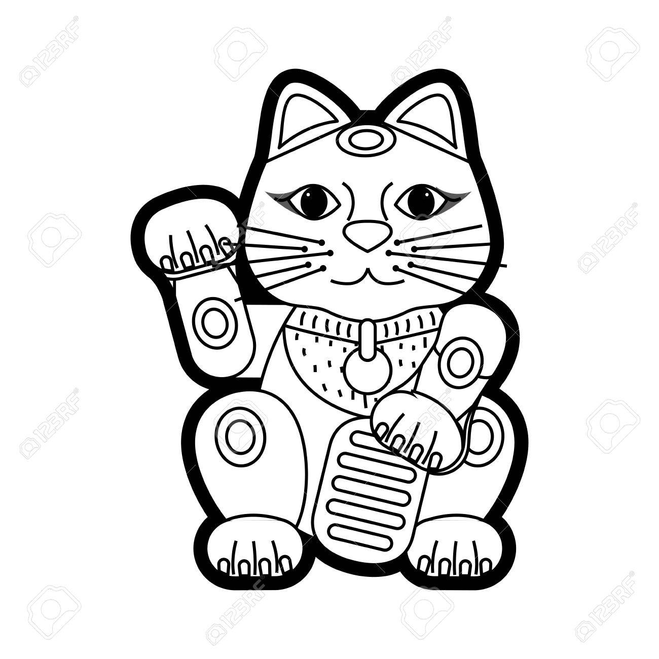 1300x1300 Maneki Neko Drawing - Maneki Neko Sketch