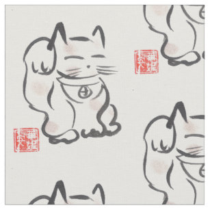 307x307 Maneki Neko Fabric Zazzle - Maneki Neko Sketch