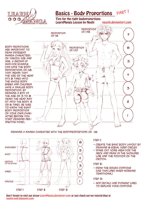 500x707 Learn Manga Body Proportions By Naschi - Manga Body Sketch