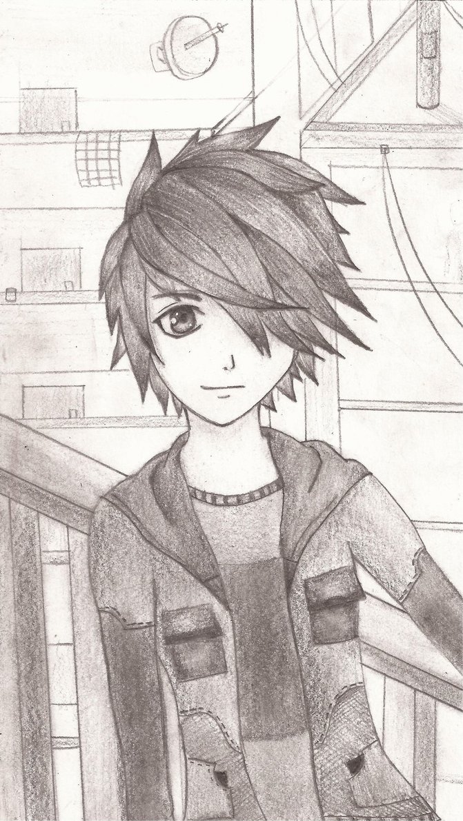 671x1191 Drawn Anime Pencil Drawing - Manga Boy Sketch