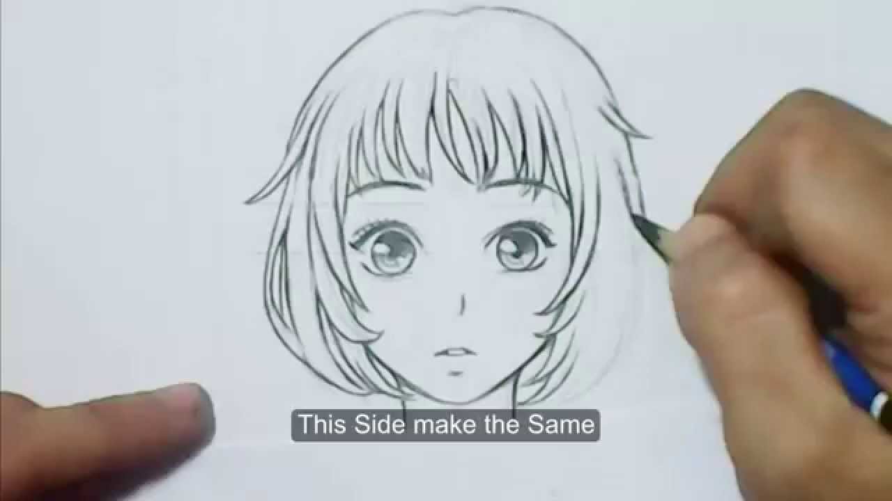 1280x720 Draw Girl Face And Hair In Cute Style How To Draw Manga By - Manga Face Sketch