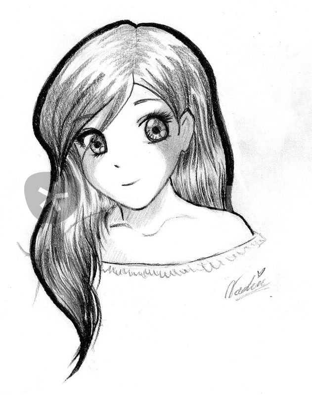 Manga Girl Sketch at PaintingValley.com | Explore collection of Manga ...