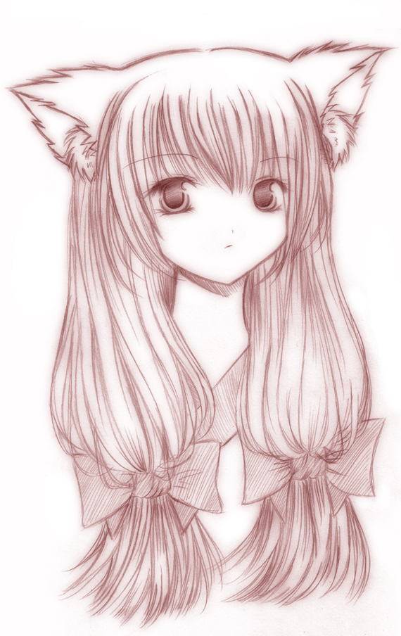 570x904 Kitty Girl Sketch By Strawberrycake - Manga Girl Sketch
