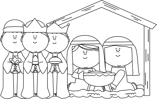 550x347 Nativity Clipart Black And White Amp Nativity Clip Art Black And - Manger Scene Sketch