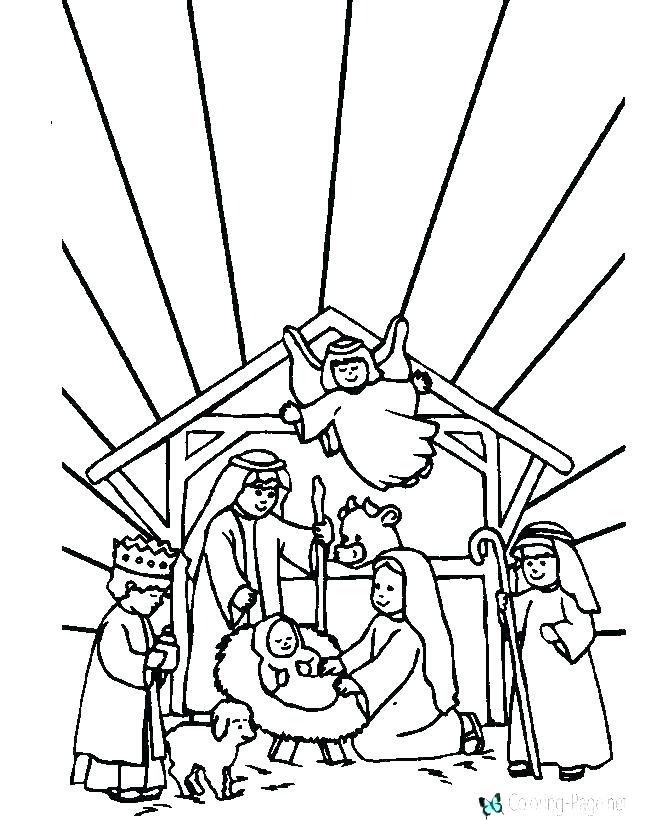 670x820 Collection Of Coloring Pages Christmas Nativity Scene Download - Manger Sketch