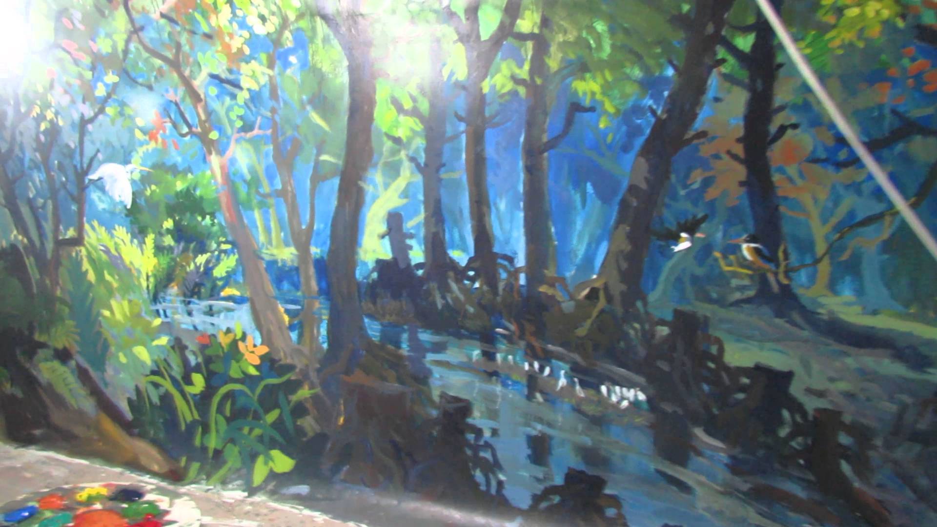 1920x1080 Mangrove Forest Sundarban Painting Going On - Mangrove Tree Sketch