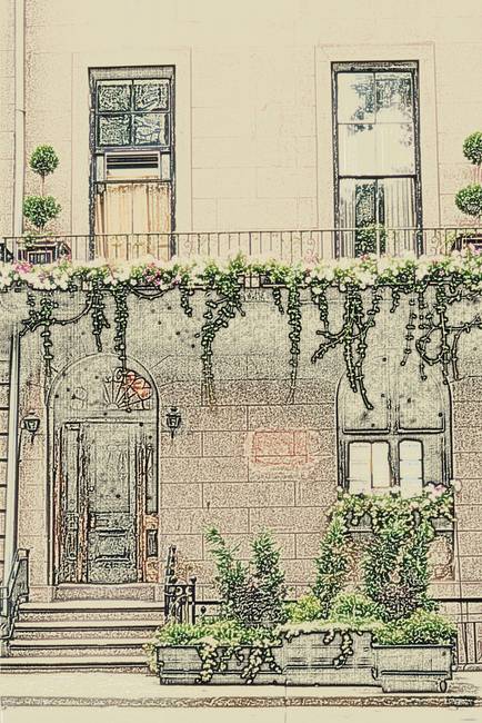 434x650 Manhattan House Color Sketch By Deborah Carney - Manhattan Sketch