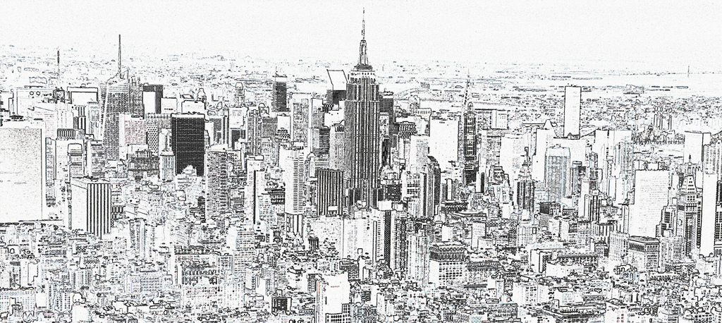 1024x458 Midtown Manhattan As A Drawing Check It Out In Larger - Manhattan Sketch