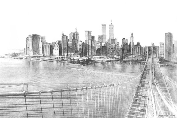 Manhattan Skyline Sketch at PaintingValley.com | Explore collection of ...