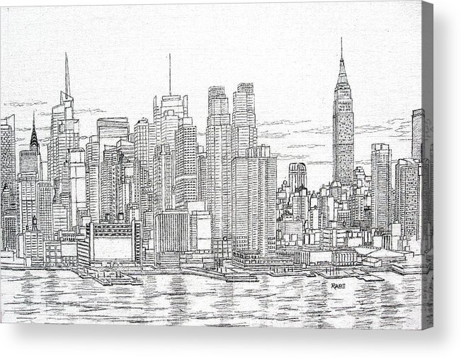 651x505 New York City - Manhattan Skyline Sketch