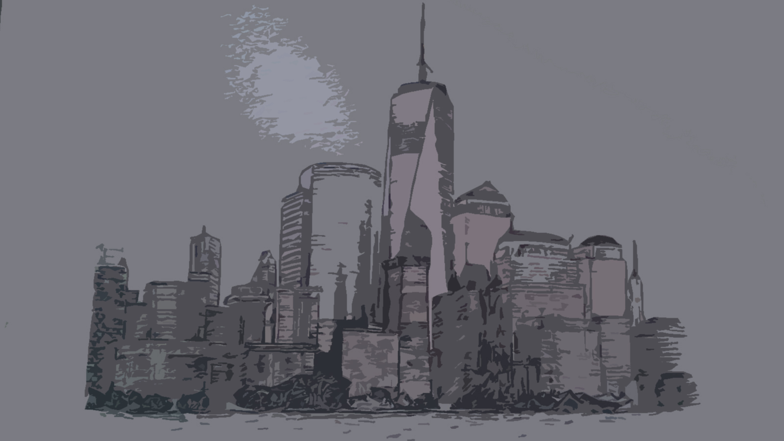1600x900 Sketch Of Mine, One View Of The Manhattan Skyline Wallpapers - Manhattan Skyline Sketch
