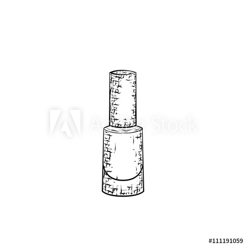 500x500 Hand Drawn Nail Polish. Detailed Sketch Of Icon For Manicure - Manicure Sketch