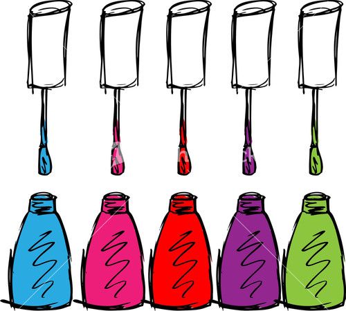 500x450 Sketch Of Colorful Nail Polish. Vector Illustration Peluqueria - Manicure Sketch