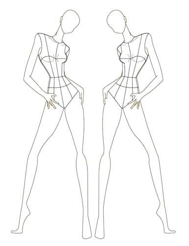 385x500 Fashion Sketches And Body Template Design Mannequin Clothes - Mannequin Sketch