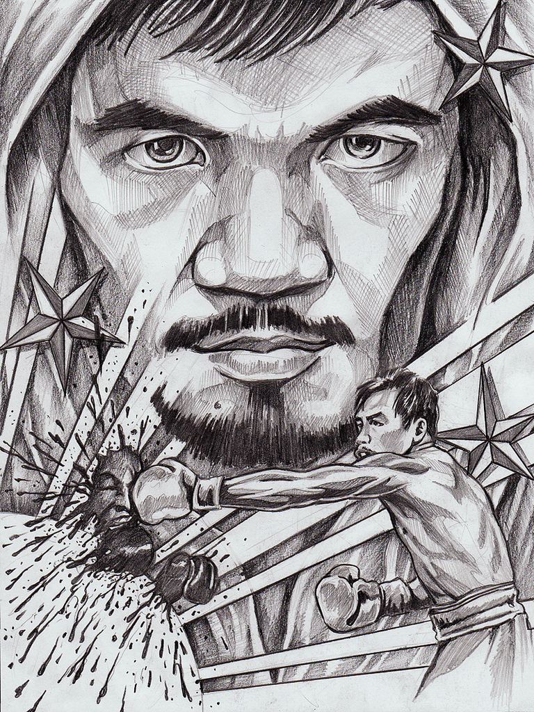 768x1024 Manny Pacquiao Nike Poster By Kdlig Original Sketch Of - Manny Pacquiao Sketch