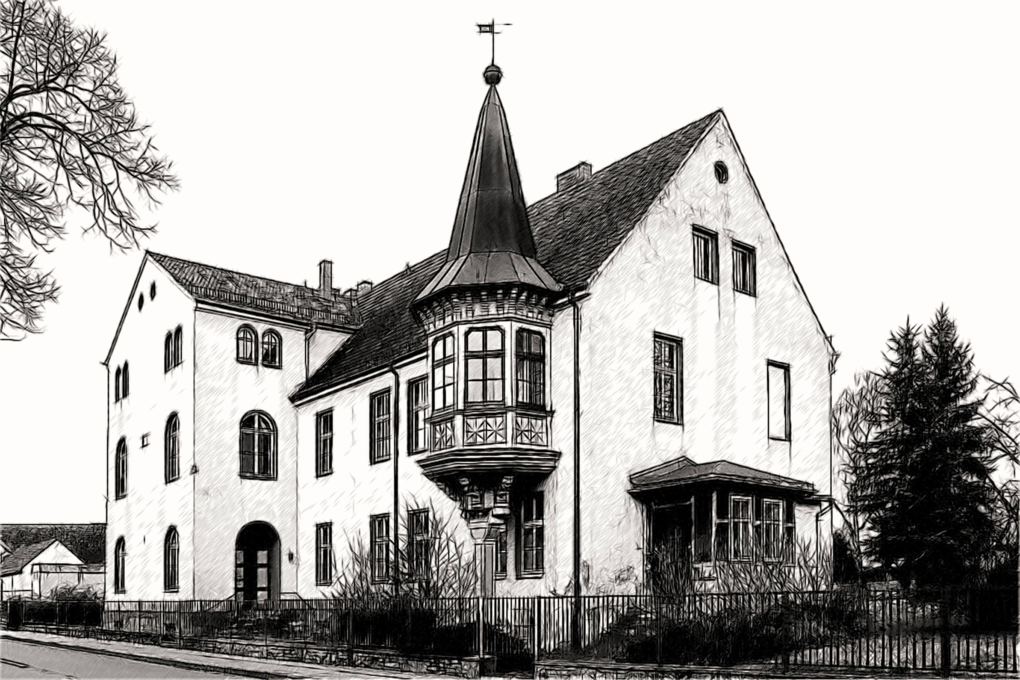 4272x2848 Free Images Black And White, Architecture, Mansion, Town - Manor House Sketch