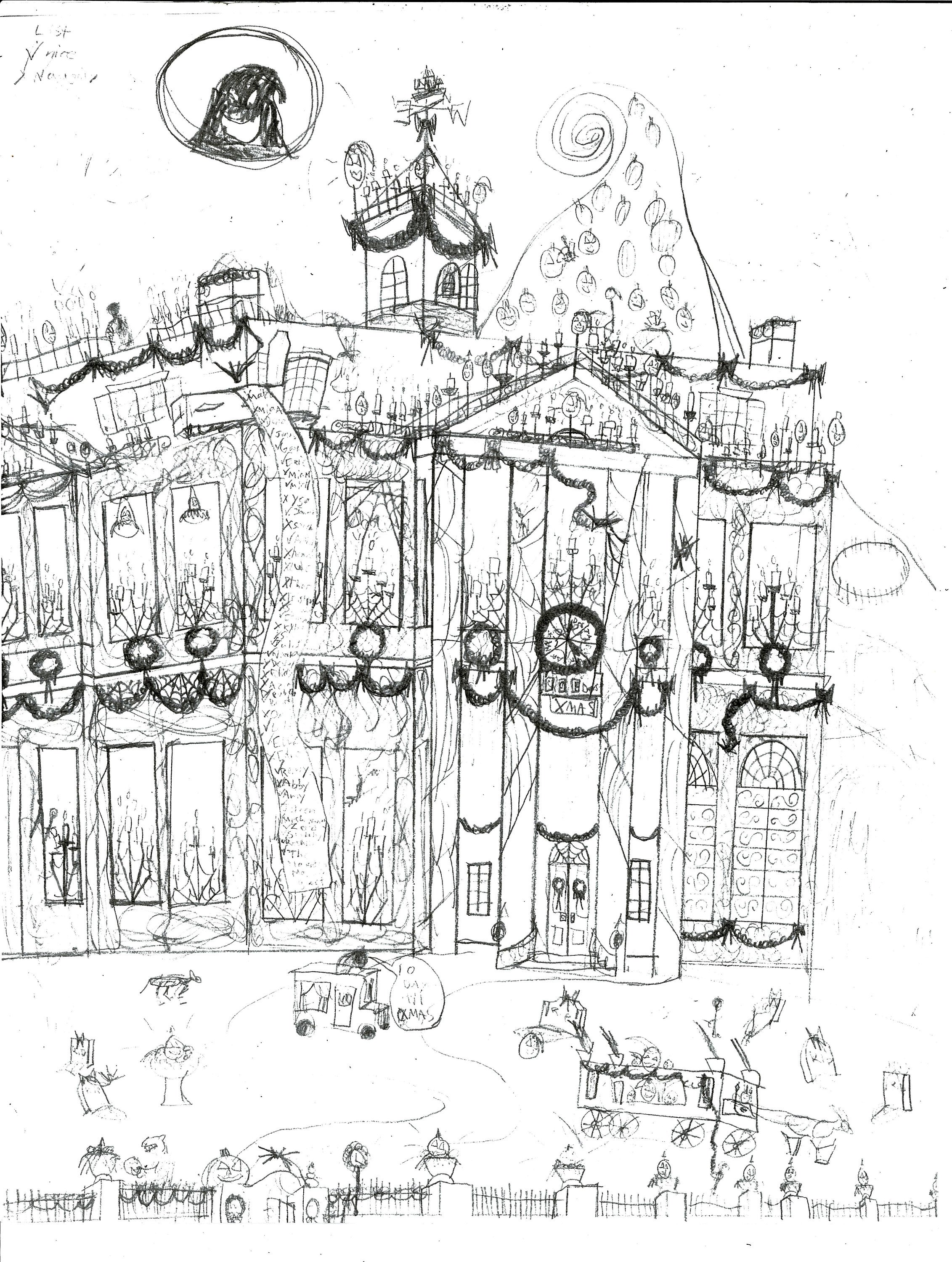 2263x3000 Haunted Mansion Sketch Etsy - Mansion Sketch