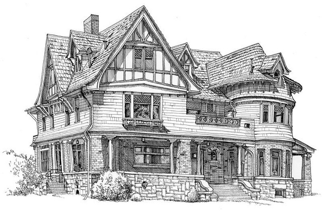 640x422 Last Sketch In Montana Urban Sketchers - Mansion Sketch