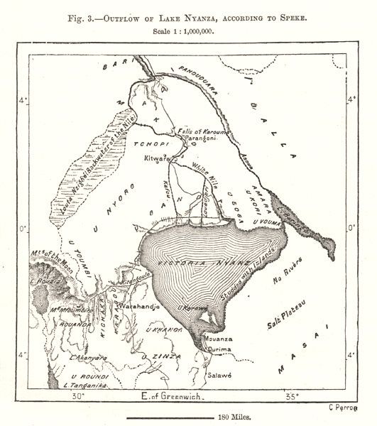 531x600 Outflow Of Lake Victoria According To Speke. East Africa. Sketch - Map Of Africa Sketch