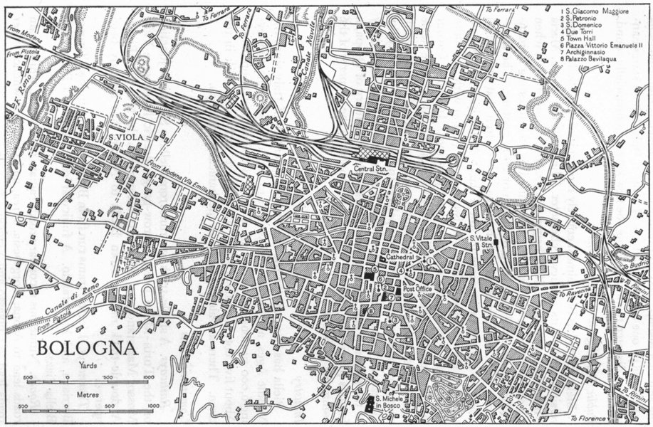 917x600 Italy Bologna Sketch Map 1945 - Map Sketch