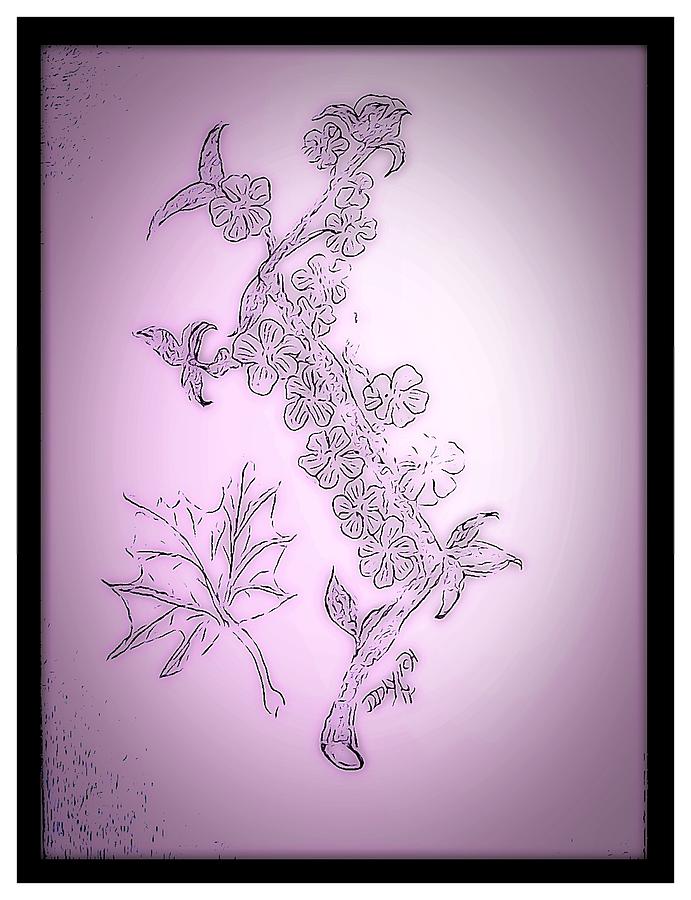 691x900 Pencil Sketch Blossoms And Maple Leaf Drawing By Debra Lynch - Maple Sketch