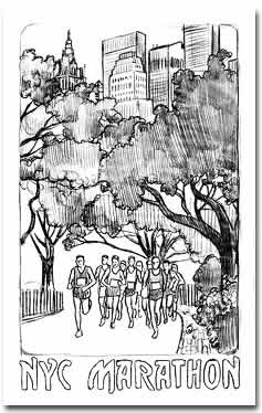 237x374 Running Past - Marathon Sketch