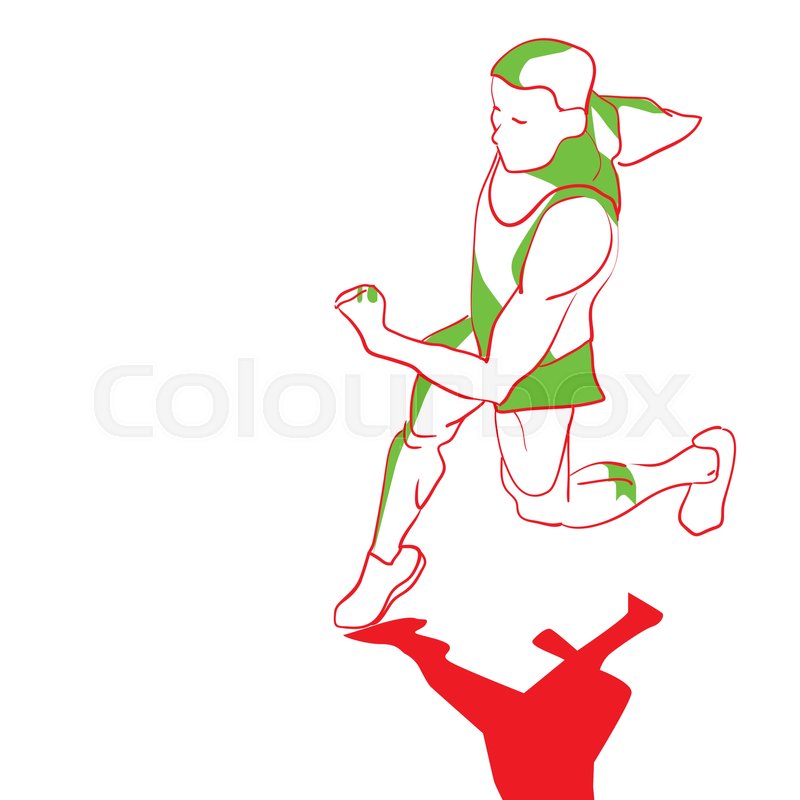 800x800 Running Man. Hand Drawn Sketch Vector Illustration. Template For - Marathon Sketch