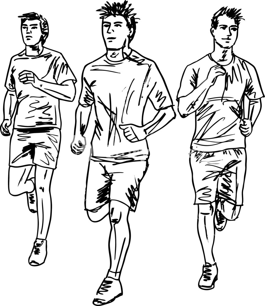 866x1000 Sketch Of Men Marathon Runners. Vector Illustration Royalty Free - Marathon Sketch